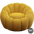 Swivel armchair Peppo Bloom, yellow, rotatable 360 degrees, H66xD94cm, seat height 40cm