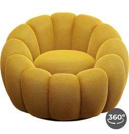 Swivel armchair Peppo Bloom, yellow, rotatable 360 degrees, H66xD94cm, seat height 40cm