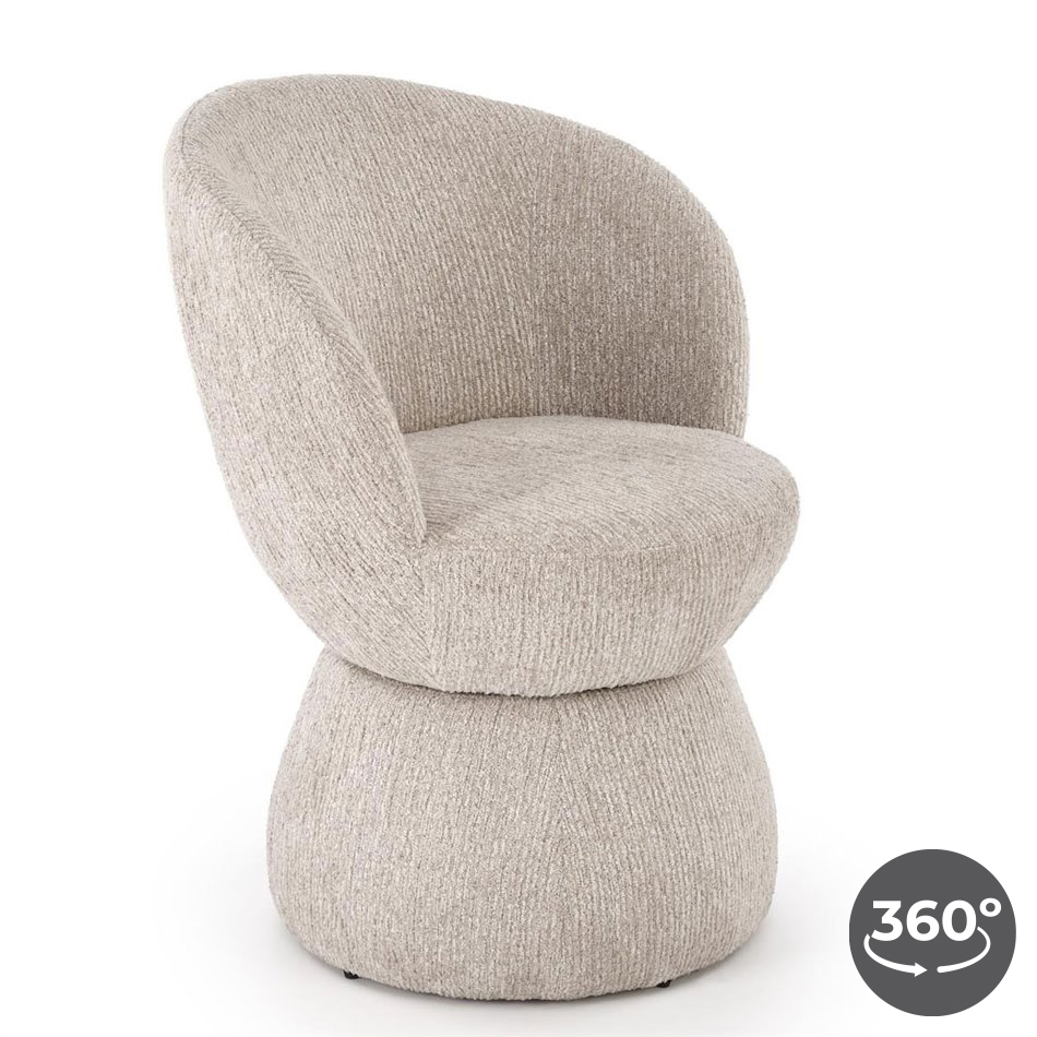 Armchair Hamen K581, rotatable 360 degrees, beige, steel/polyester, H82x63x62cm, seat height 48cm