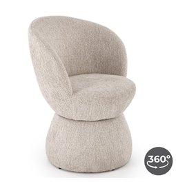Armchair Hamen K581, rotatable 360 degrees, beige, steel/polyester, H82x63x62cm, seat height 48cm