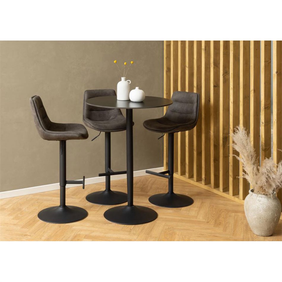 Bar stool Aisa, rotatable 360 degrees, set of 2 pcs, anthracite, H95x47x52.5cm, seat height 65-86cm