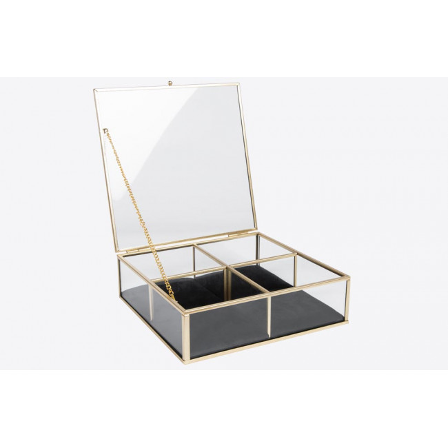Шкатулка для украшений Gold glass, квадратный, H6.5x20.2x20.2см
