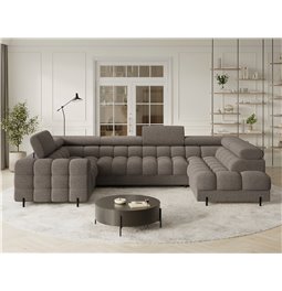 U-shaped sofa Efectory R, sleeping function, Royal 20, boucle, brown, H93x346x205cm