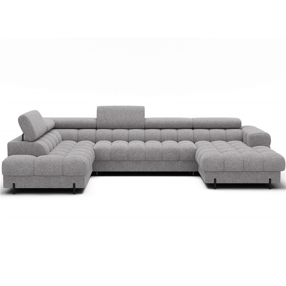 U-shaped sofa Elferaria L, sleeping function, Pellerito 03, grey, H93x358x202cm