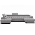 U-shaped sofa Elferaria L, sleeping function, Pellerito 03, grey, H93x358x202cm