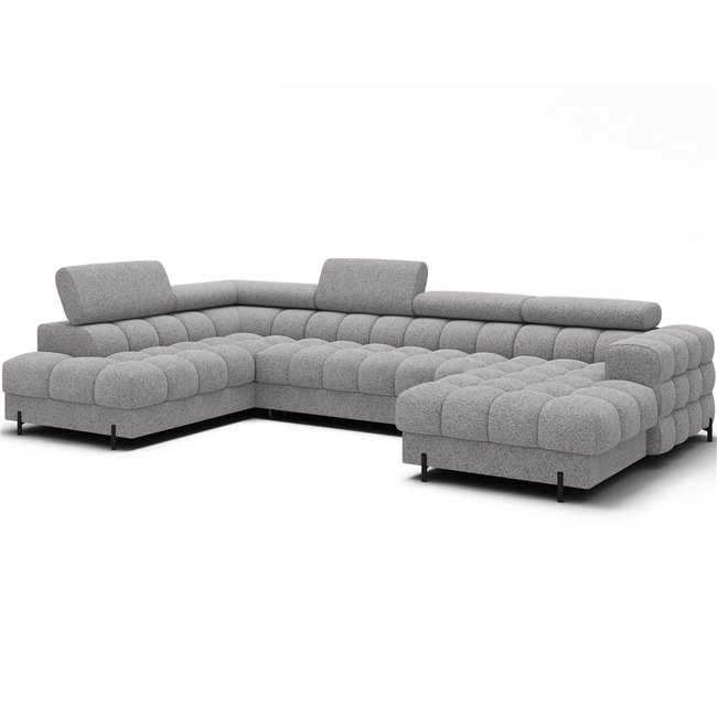 U-shaped sofa Elferaria L, sleeping function, Pellerito 03, grey, H93x358x202cm