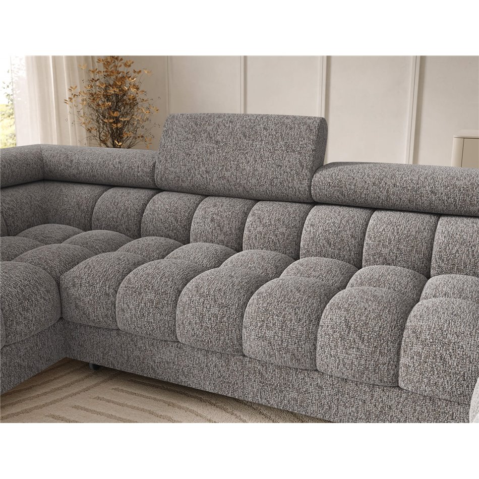 U-shaped sofa Elferaria L, sleeping function, Pellerito 03, grey, H93x358x202cm