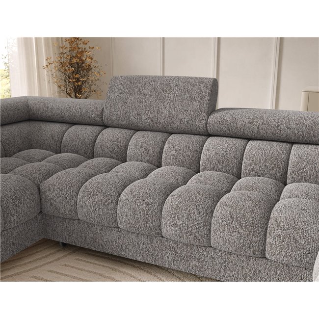 U-shaped sofa Elferaria L, sleeping function, Pellerito 03, grey, H93x358x202cm