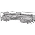 U-shaped sofa Elferaria L, sleeping function, Pellerito 03, grey, H93x358x202cm