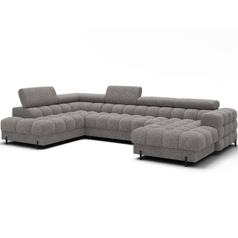 U-shaped sofa Elferaria L, sleeping function, Pellerito 20, grey, H93x358x202cm