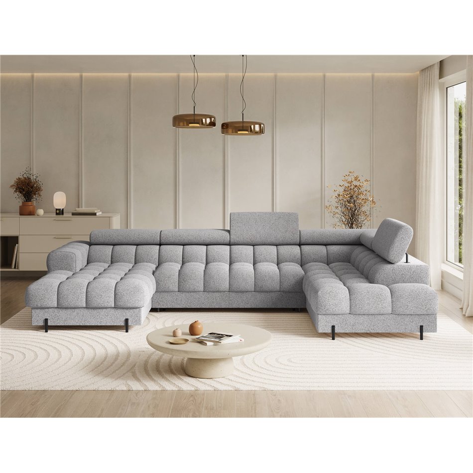 U-shaped sofa Elferaria R, sleeping function, Pellerito 03, grey, H93x358x202cm