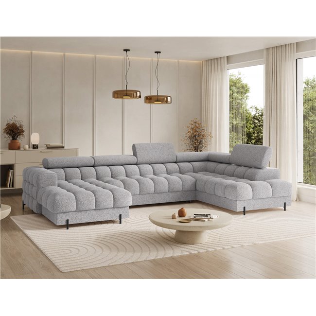 U-shaped sofa Elferaria R, sleeping function, Pellerito 03, grey, H93x358x202cm