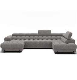 U-shaped sofa Elferaria R, sleeping function, Pellerito 20, grey, H93x358x202cm