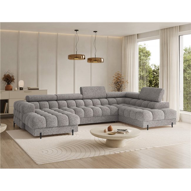 U-shaped sofa Elferaria R, sleeping function, Pellerito 20, grey, H93x358x202cm