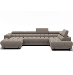 U-shaped sofa Elferaria R, sleeping function, Sola 18, beige, H93x358x202cm