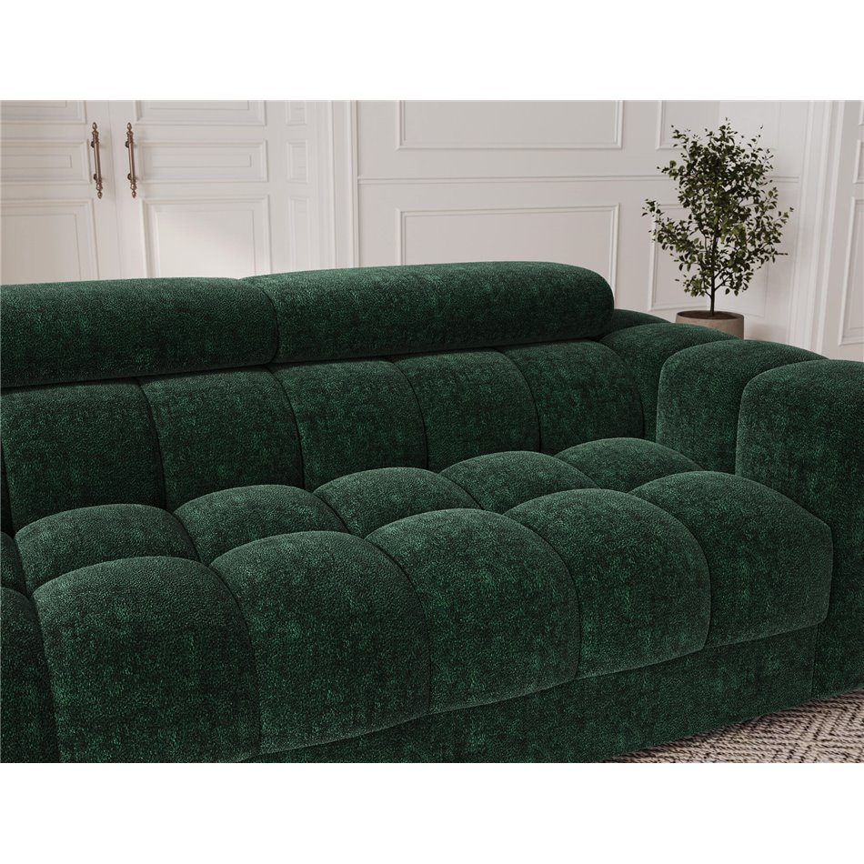 Sofa bed Efestello, sleeping function, Amore 35, boucle, dark green, H96x260x100cm