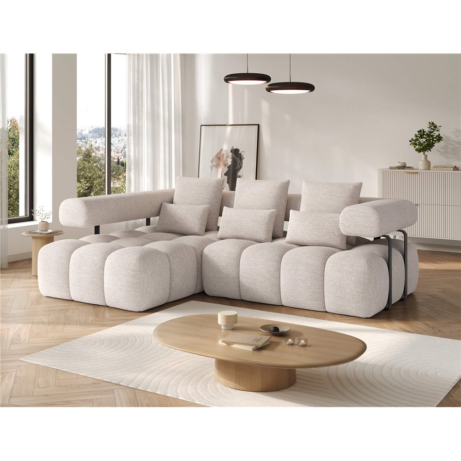 Nurgadiivan Elevvi L, pikendatav, Bazalt 18, beež, H102x260x184cm