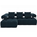 Угловой диван Elevvi L, раздвижной, Manhattan 40, бархат, синий, H102x260x184cm
