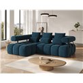 Угловой диван Elevvi L, раздвижной, Manhattan 40, бархат, синий, H102x260x184cm