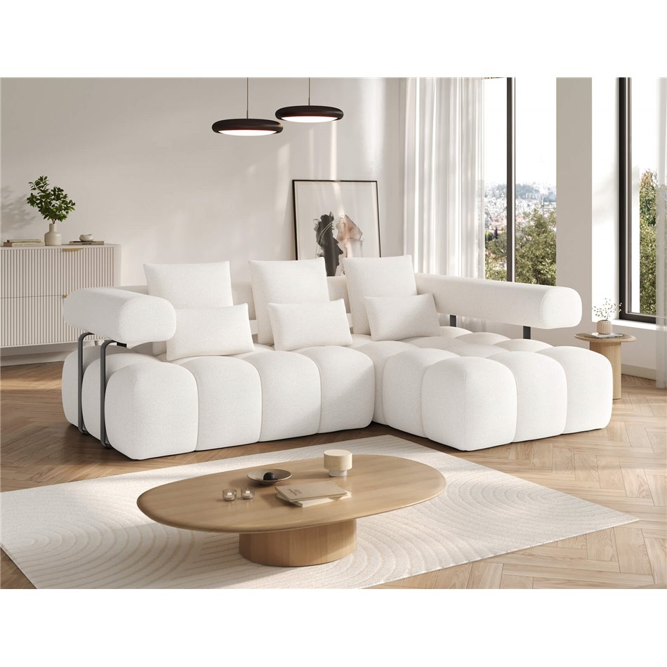 Nurgadiivan Elevvi R, pikendatav, Jaffray 01, valge, H102x260x184cm