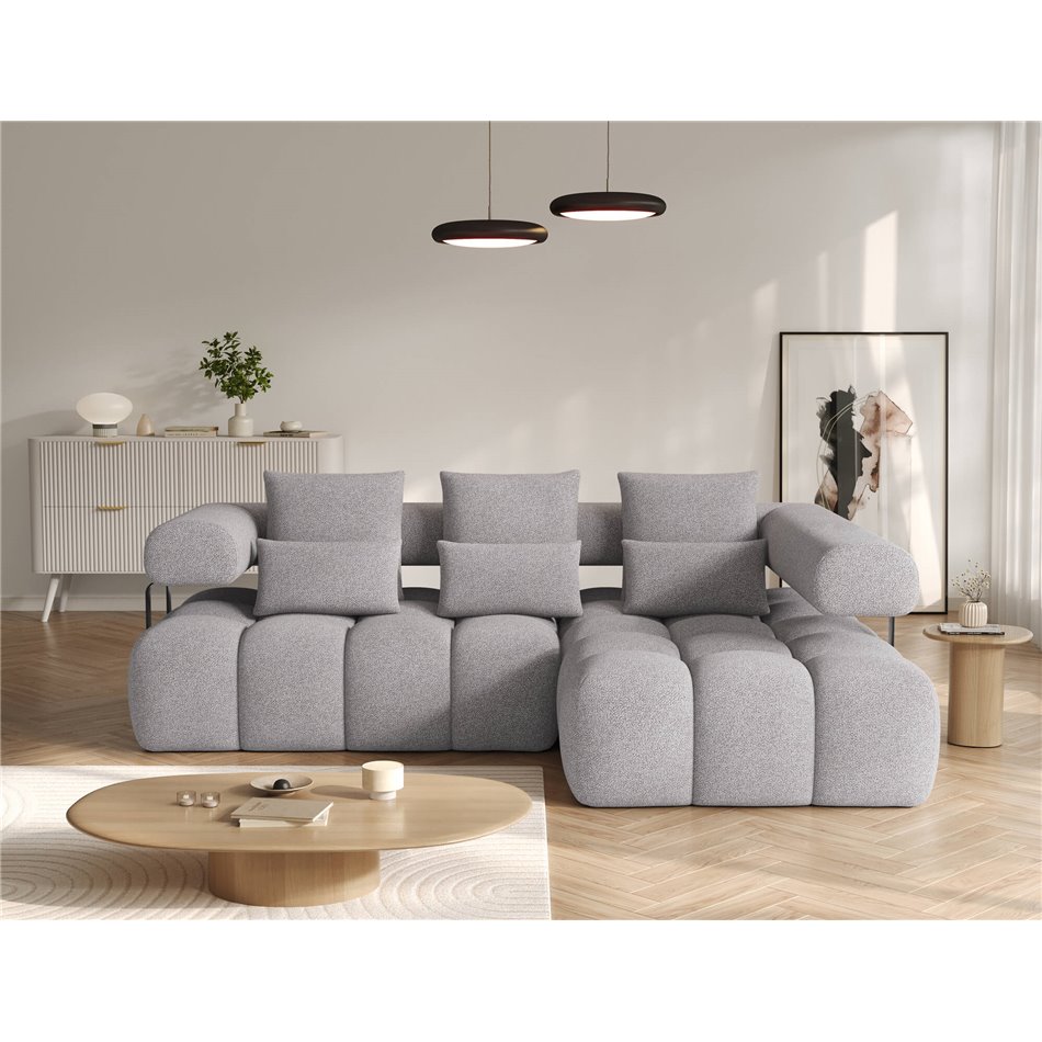 Угловой диван Elevvi R, раздвижной, Paolli 04, серый, H102x260x184cm