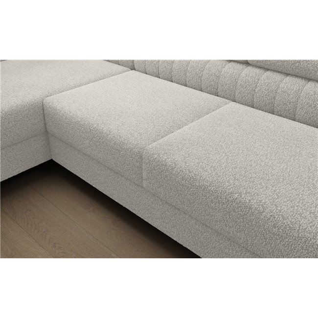 U-shaped sofa Eluis L, sleeping function, Royal 01, boucle, white, H92x347x202cm