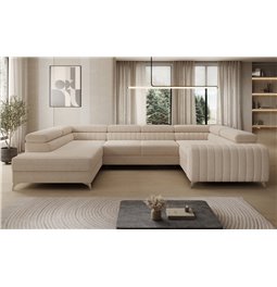 U-shaped sofa Eluis L, sleeping function, Jarell 18, corduroy, beige, H92x347x202cm