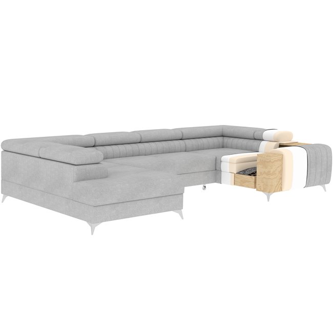 U-shaped sofa Eluis L, sleeping function, Jarell 18, corduroy, beige, H92x347x202cm