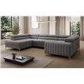 U-shaped sofa Eluis L, sleeping function, Monolith 85, velvet, grey, H92x347x202cm