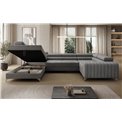 U-shaped sofa Eluis L, sleeping function, Monolith 85, velvet, grey, H92x347x202cm