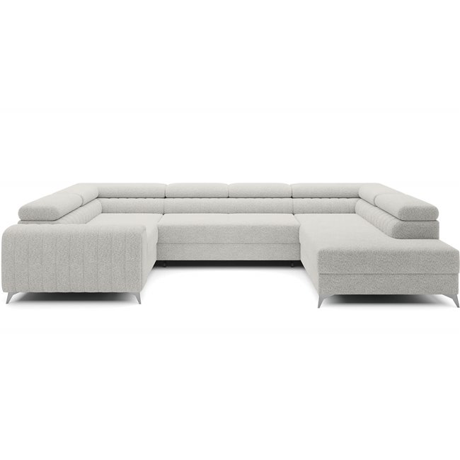 U-shaped sofa Eluis R, sleeping function, Royal 01, boucle, white, H92x347x202cm