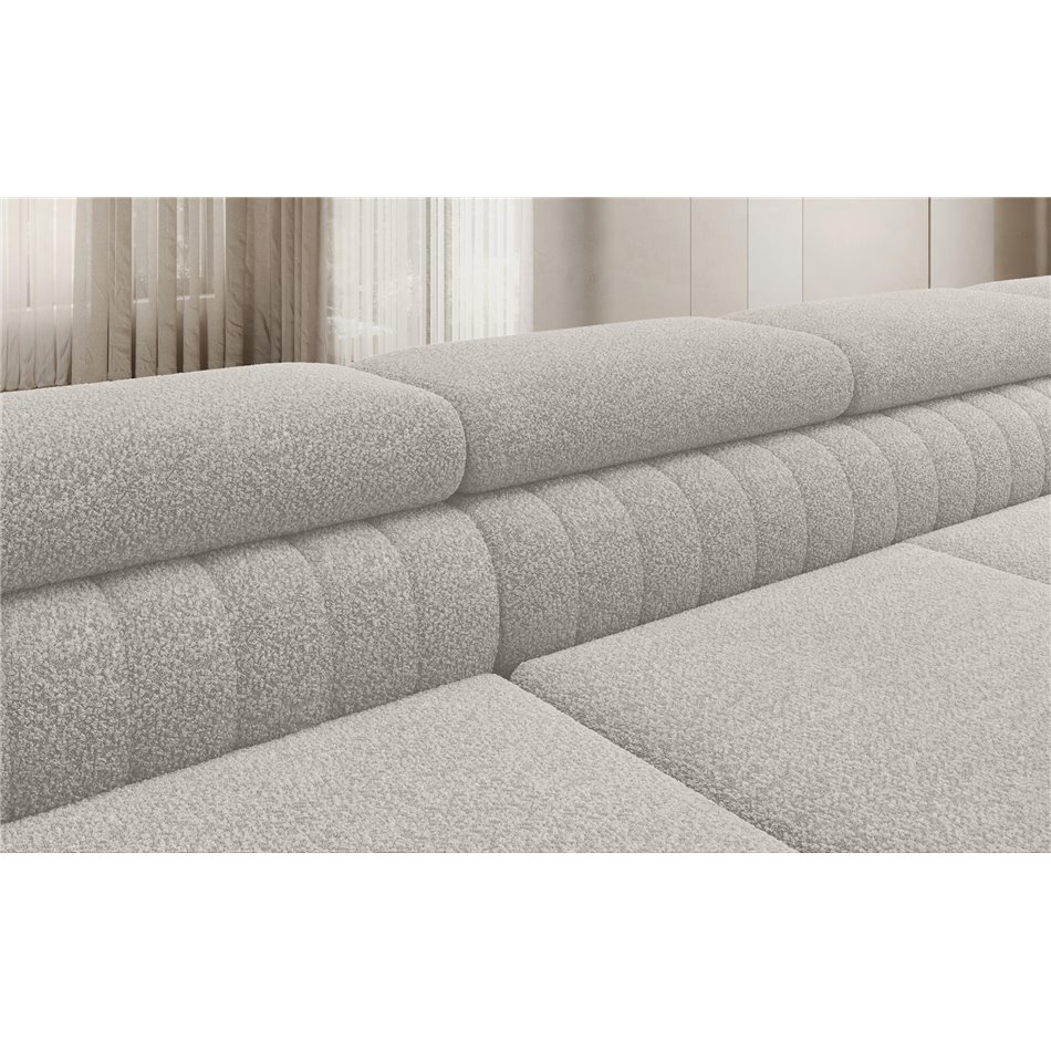 U-shaped sofa Eluis R, sleeping function, Royal 01, boucle, white, H92x347x202cm