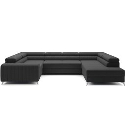 U-shaped sofa Eluis R, sleeping function, Sawana 14, black, H92x347x202cm