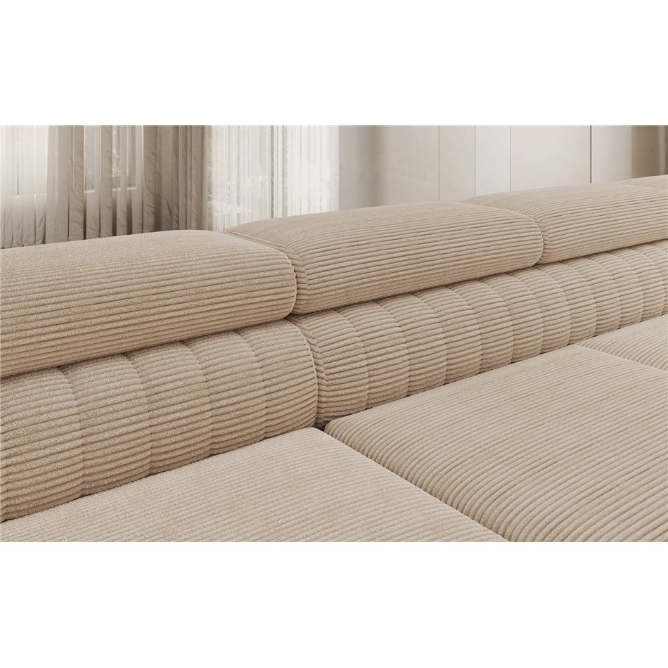 U-shaped sofa Eluis R, sleeping function, Jarell 18, corduroy, beige, H92x347x202cm