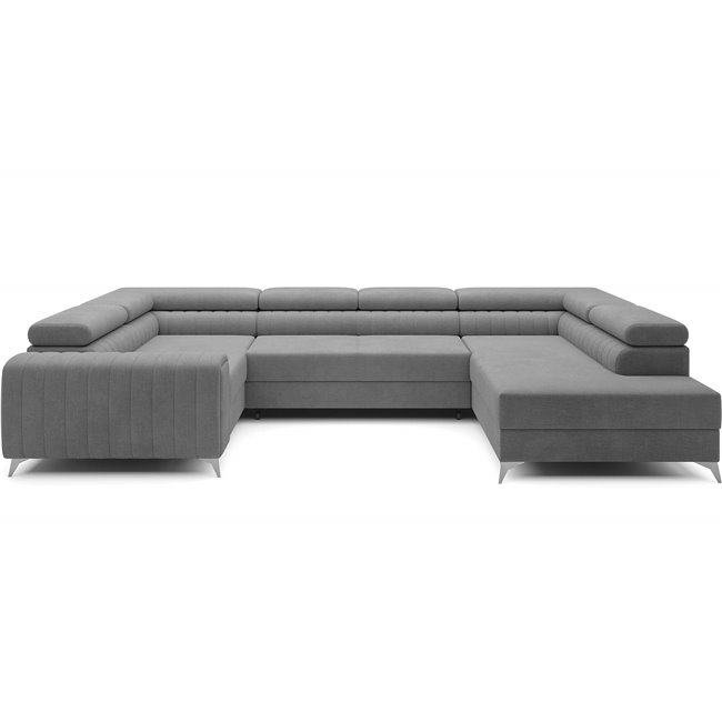 U-shaped sofa Eluis R, sleeping function, Monolith 85, velvet, grey, H92x347x202cm
