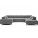 U-shaped sofa Eluis R, sleeping function, Monolith 85, velvet, grey, H92x347x202cm