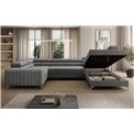 U-shaped sofa Eluis R, sleeping function, Monolith 85, velvet, grey, H92x347x202cm