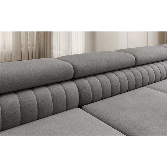 U-shaped sofa Eluis R, sleeping function, Monolith 85, velvet, grey, H92x347x202cm