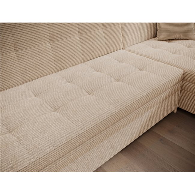 U-shaped sofa Evento Symmetrical, sleeping function, Royal 01, boucle, white, H78x359x165cm