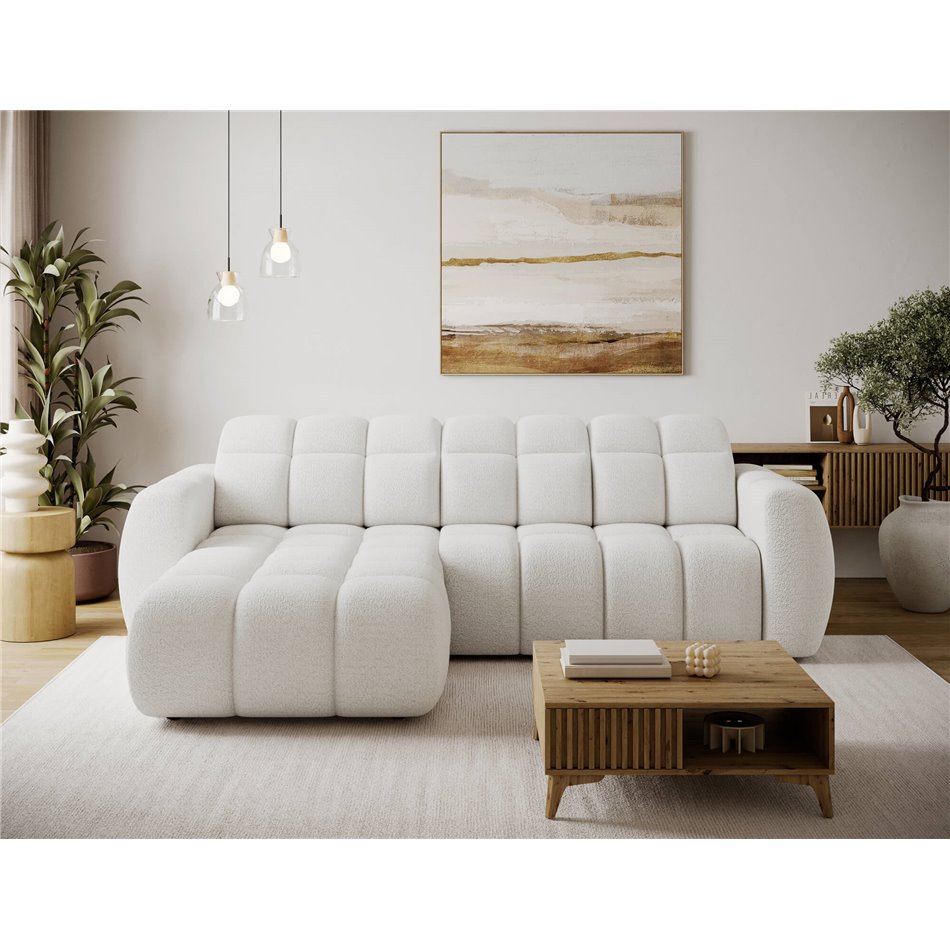 Nurgadiivan Efanito L, pikendatav, Royal 01, bukleekangas, valge, H105x288x200cm