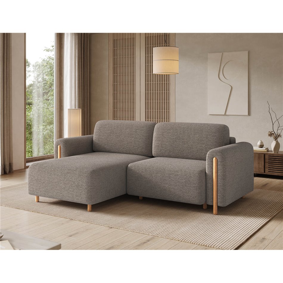 Угловой диван Elcossta L, раздвижной, Royal 20, букле, коричневый, H95x244x154cm