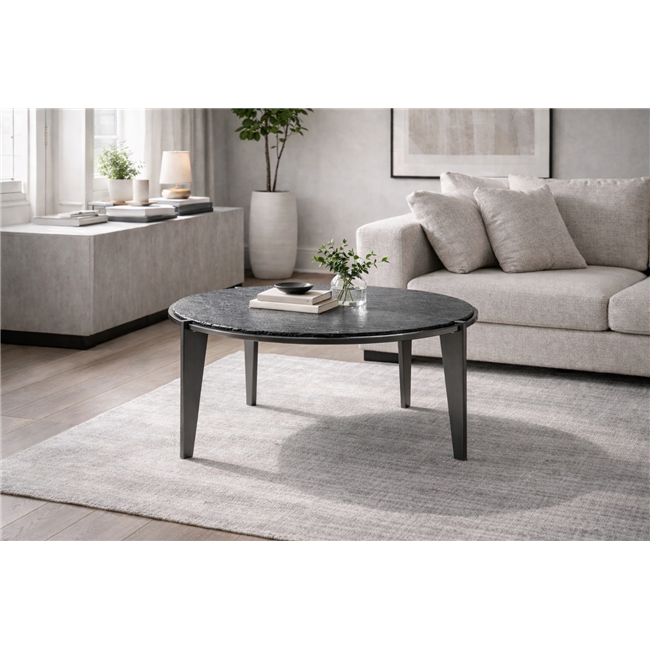 Kohvilaud Ebern ST, metall/klaas, must, D106cm H40cm