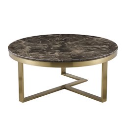 Coffee table Ediston ST, artificial marble/metal, D90cm H40cm