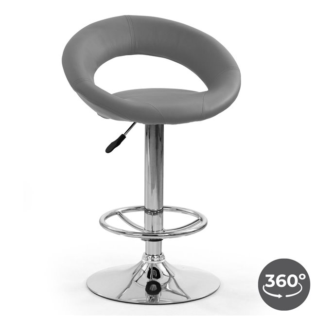 Bar stool Hoker H15, rotatable 360 degrees, grey, H80-102x54x46cm, seat height 61-82cm