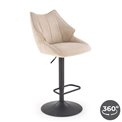 Bar stool Hoker, rotatable 360 degrees, beige, H96-118x54x50cm, seat height 62-84cm