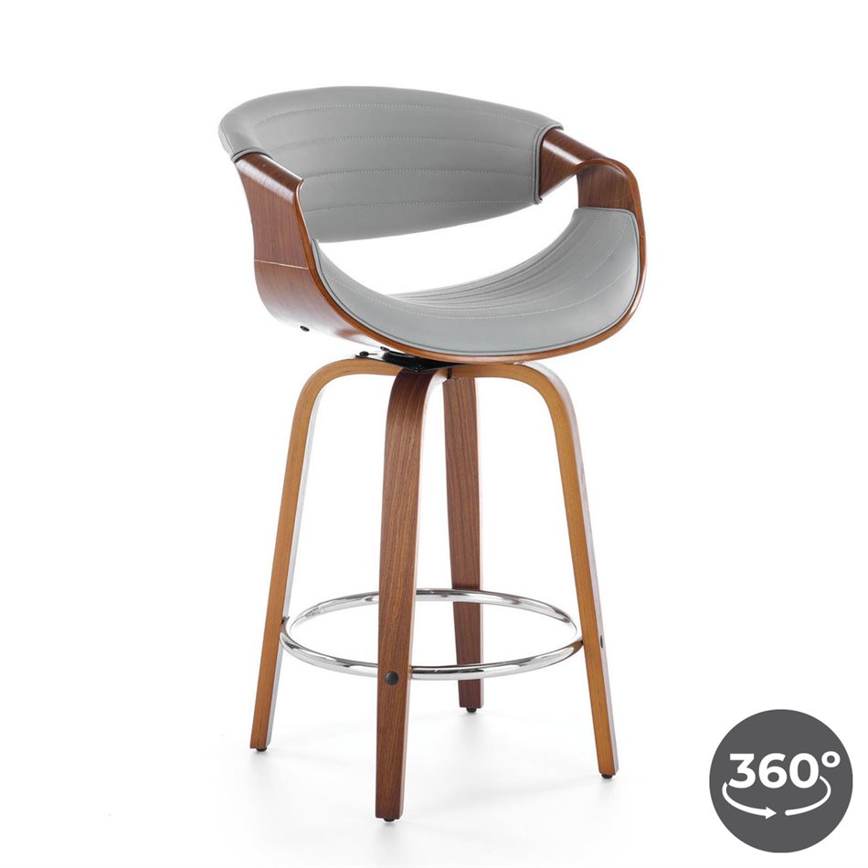 Bar stool Heija, H123, rotatable 360 degrees, grey, H91x55x51, seat height 63cm
