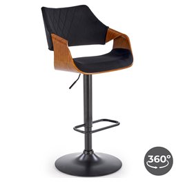 Bar stool H124, rotatable 360 degrees, nut/black, H93-114x55x52cm