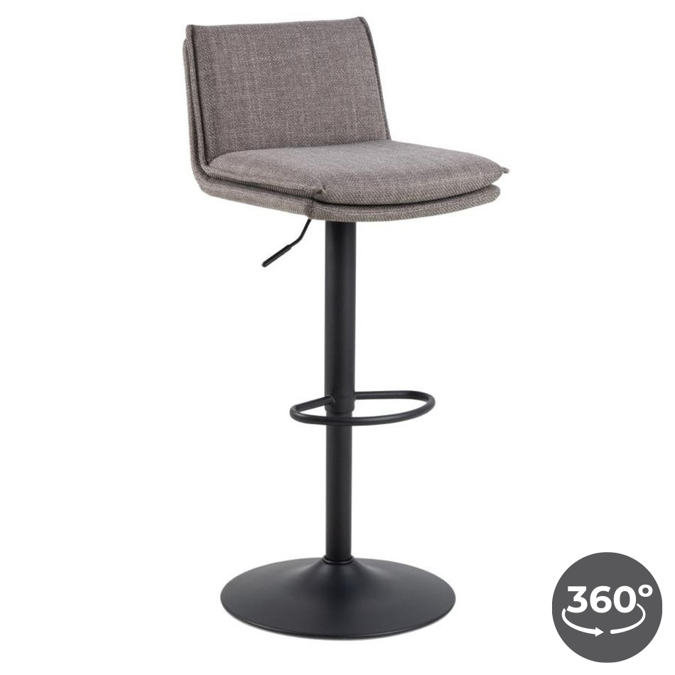 Bar stool Alfynns, rotatable 360 degrees, grey-brown, H107x44x53cm, seat height 68-89cm