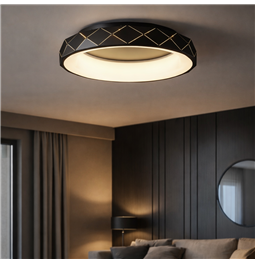 Ceiling lamp Ruidera black, H12cm, D50cm, LED 28.8W, 3000K, 2300lm