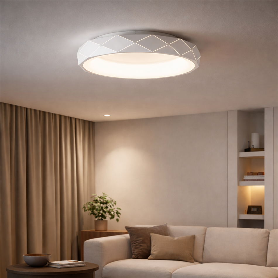 Ceiling lamp Ruidera white, H12cm, D50cm, LED 28.8W, 3000K, 2300lm